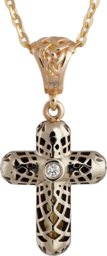 Cross pendant decorated with Limoges enamel, diamond, and sapphire (2)