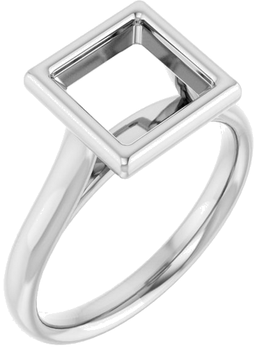 Sužadėtuvių Žiedas „Bezel-Set Solitaire“ 14k white gold Square 7mm (1)