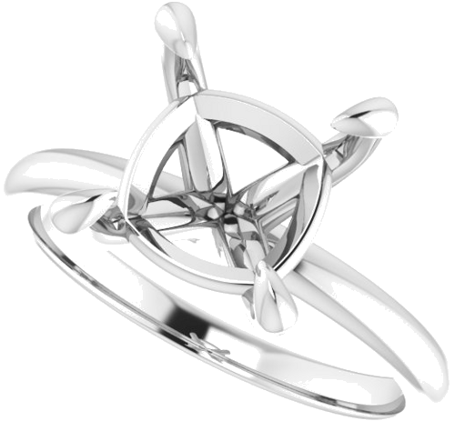 14K White  9x9 mm Cushion Solitaire Engagement Ring Mounting (5)