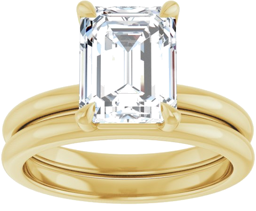 Sužadėtuvių Žiedas 585 Geltonojo Aukso Emerald 9mm x 7mm (8)