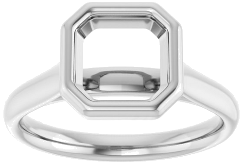 14K White  7 mm Asscher Solitaire Engagement Ring Mounting (3)