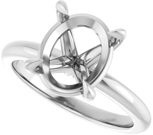 14K White 11x9 mm Oval Solitaire Engagement Ring Mounting (5)
