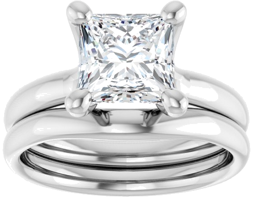 Sužadėtuvių Žiedas „Solitaire“ 14k white gold Square 7mm (8)