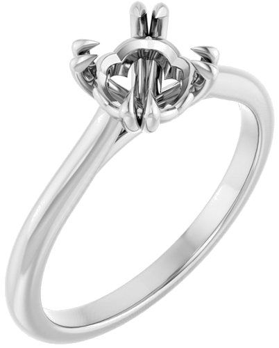 14K White 6.5 mm Round Solitaire Engagement Ring Mounting (1)