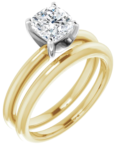 Sužadėtuvių Žiedas „Solitaire“ 585 Baltojo Ir Geltonojo Aukso Cushion 6mm (6)