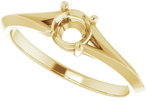 Sužadėtuvių Žiedas „Solitaire Split Shank“ 14k yellow gold Round 4.8mm (5)