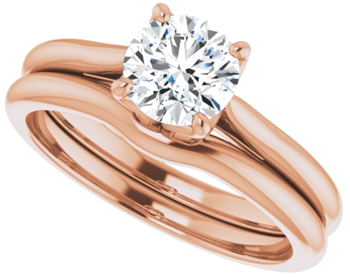 Sužadėtuvių Žiedas „Solitaire“ 585 Rožinis Aukso Round 6mm (10)