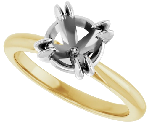 14K Yellow White 7.4 mm Round Engagement Ring Mounting (5)