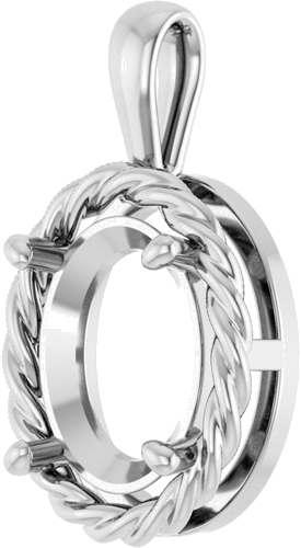Pakabukas „Rope Solitaire Charm“ 14k white gold Oval 11mm x 9mm (2)