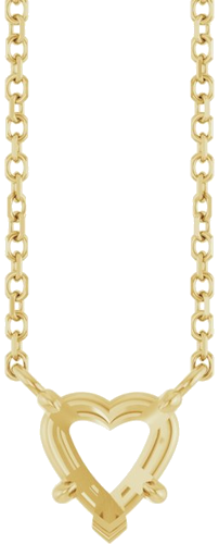 14K Yellow 6 mm Heart Solitaire 18  Necklace (1)
