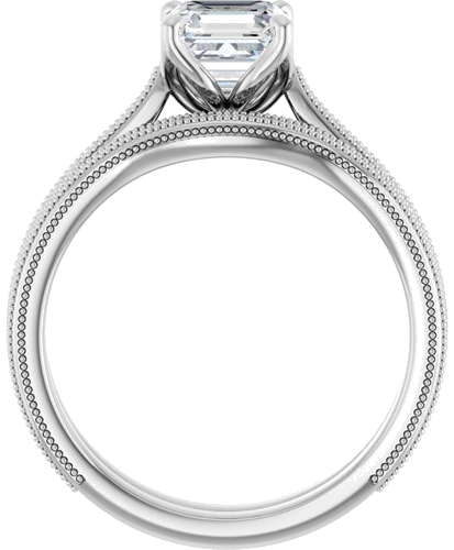 Sužadėtuvių Žiedas „Solitaire“ 14k white gold Asscher 6mm (7)