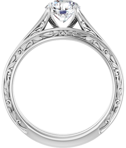 Sužadėtuvių Žiedas „Solitaire“ 585 Baltojo Aukso Round 6.5mm (7)