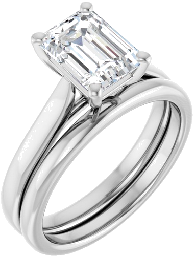 Sužadėtuvių Žiedas 18k white gold Emerald 8mm x 6mm (6)