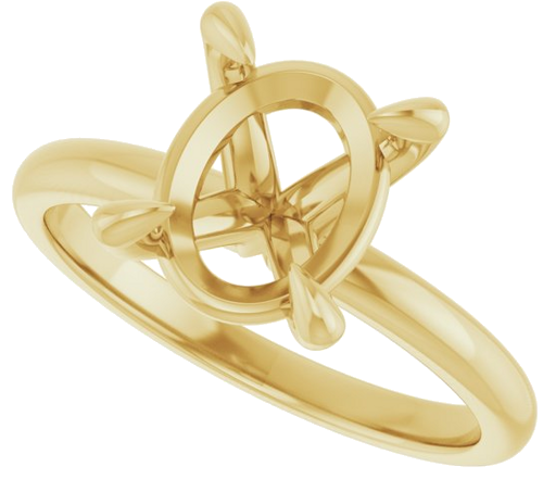 18K Yellow  10x8 mm Oval Solitaire Engagement Ring Mounting (5)