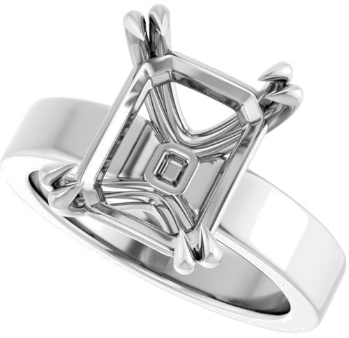 Sužadėtuvių Žiedas „Double Claw-Prong Solitaire“ 14k white gold Emerald 11mm x 9mm (5)