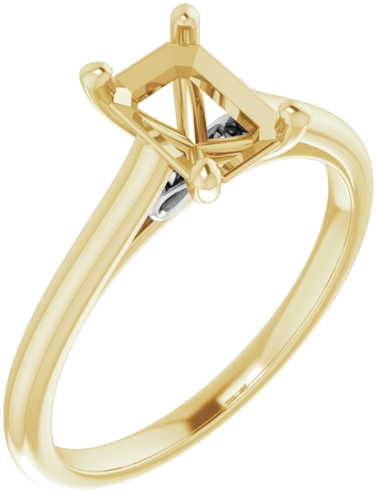 14K Yellow   White  7x5 mm Emerald Solitaire Engagement Ring Mounting (1)
