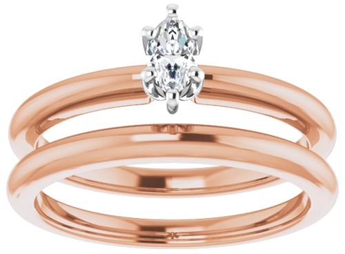 Sužadėtuvių Žiedas 14k rose/white gold Marquise 5mm x 3mm (8)
