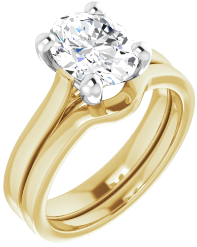 Sužadėtuvių Žiedas 10k yellow/white gold Oval 9mm x 7mm (6)