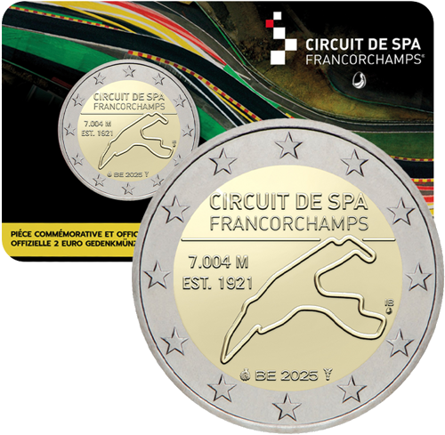 2025 Belgija Formulė-1 2 eurų BU moneta kortelėje (1)