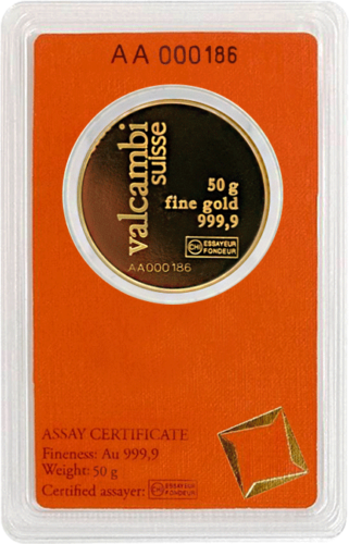 50 г Инвестиционный золотой слиток Valcambi Round Bar (3)