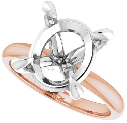 14K Rose White 12 x 10 mm Oval Engagement Ring Mounting (5)