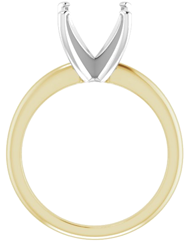 14K Yellow   White  10 mm Round Solitaire Engagement Ring Mounting (2)