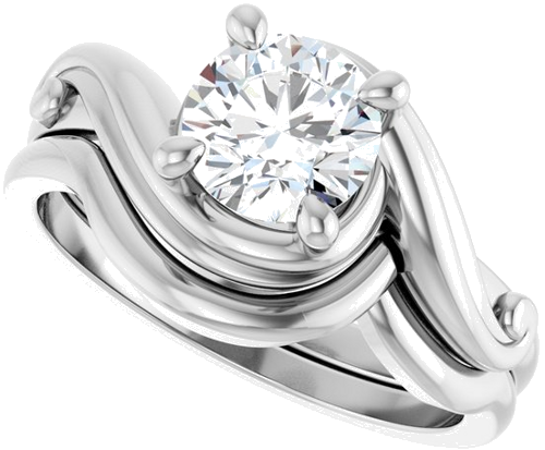 Sužadėtuvių Žiedas „Solitaire“ 14k white gold Round 6.5mm (10)