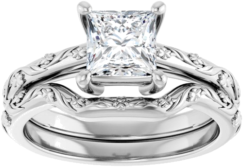 Sužadėtuvių Žiedas „Solitaire“ 14k white gold Square 5.5mm (8)