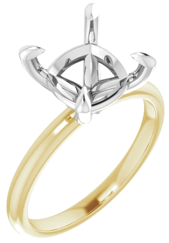 Sužadėtuvių Žiedas „Solitaire“ 14k yellow/white gold Cushion 9mm (1)