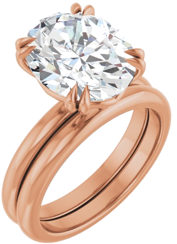 Sužadėtuvių Žiedas „Double Claw-Prong“ 14k rose gold Oval 12mm x 10mm (6)