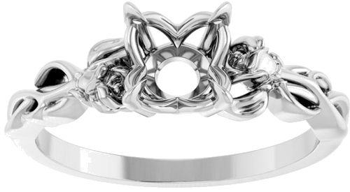 Sužadėtuvių Žiedas „Nature-Inspired“ 585 Baltojo Aukso Round 6.5mm (3)