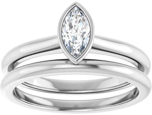 Sužadėtuvių Žiedas „Bezel-Set Solitaire“ 14k white gold Marquise 7mm x 3.5mm (8)