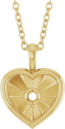 14K Yellow 3 mm Round Accented Heart 18  Necklace Mounting (1)