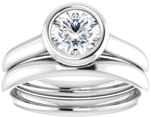 Sužadėtuvių Žiedas „Bezel-Set Solitaire“ 585 Baltojo Aukso Round 6mm (8)