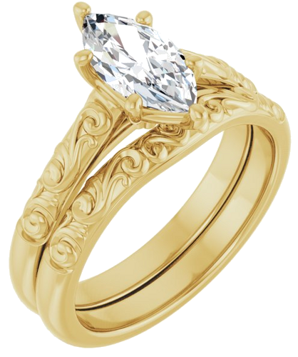 Sužadėtuvių Žiedas „Solitaire“ 14k yellow gold Marquise 10mm x 5mm (6)