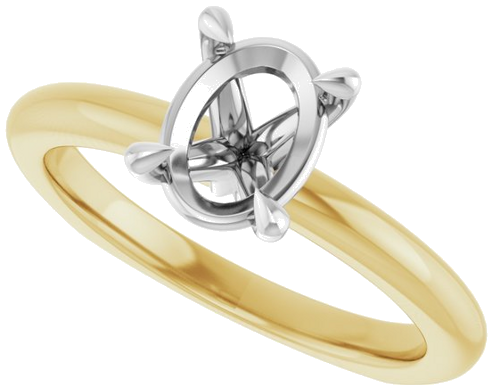 Sužadėtuvių Žiedas „Claw-Prong Euro Shank“ 14k yellow/white gold Oval 8mm x 6mm (5)