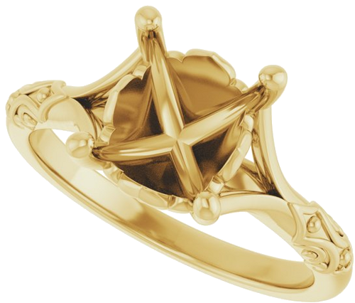 Sužadėtuvių Žiedas „Solitaire Sculptural“ 14k yellow gold Oval 10mm x 8mm (5)