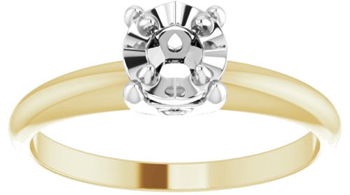 14K Yellow   White 3.2 mm Round 4-Prong Illusion Solitaire Ring Mounting (3)