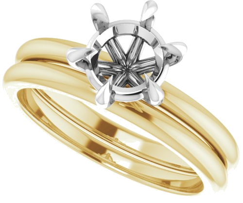 Sužadėtuvių Žiedas „Claw-Prong“ 14k yellow/white gold Round 7mm (10)