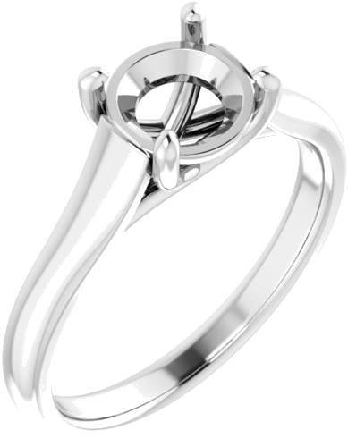 14K White 7 mm Round Solitaire Engagement Ring Mounting (1)
