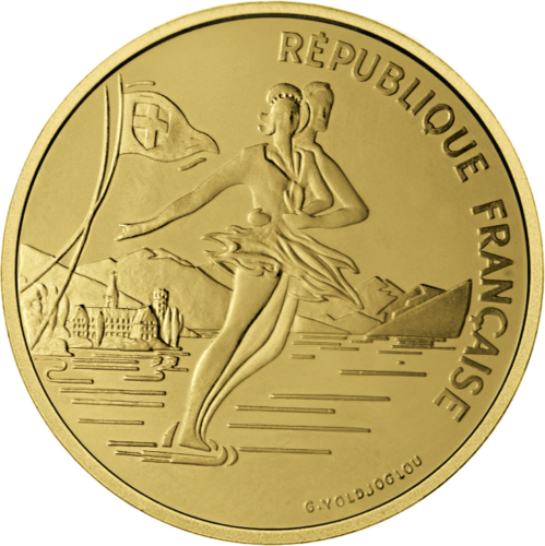 1989 Франция Фигурное катание 500 франков золотая монета (1)