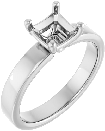Sterling Silver 6 mm Asscher Solitaire Engagement Ring Mounting (1)