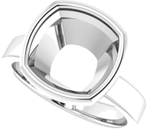 14K White 10 mm Cushion Solitaire Engagement Ring Mounting (5)