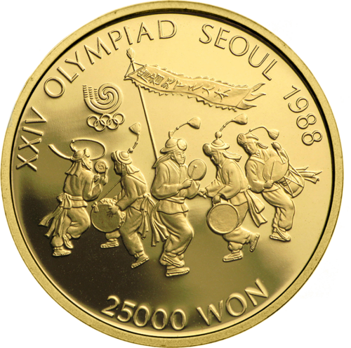 25 000 won Pietų Korėja XXIV Olimpiada auksinė moneta (1)