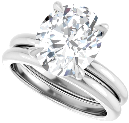14K White 11x9 mm Oval Solitaire Engagement Ring Mounting (10)