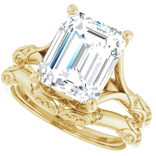 Sužadėtuvių Žiedas „Solitaire Sculptural“ 14k yellow gold Emerald 10mm x 8mm (10)
