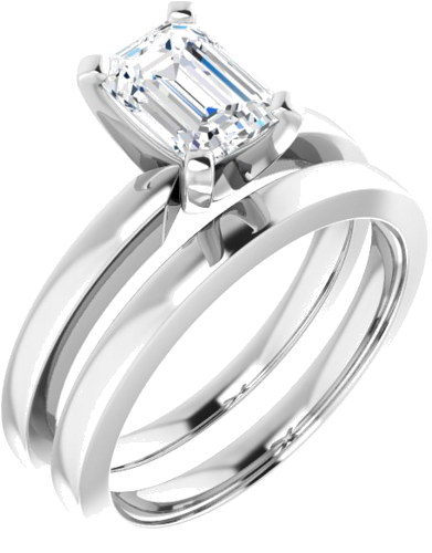 Sužadėtuvių Žiedas „Solitaire“ 14k white gold Emerald 7mm x 5mm (6)