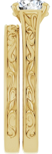 Sužadėtuvių Žiedas „Solitaire Scroll“ 14k yellow gold Round 6.5mm (14)