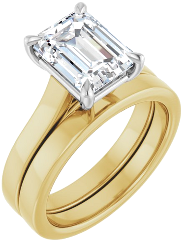 Sužadėtuvių Žiedas „Claw-Prong“ 14k yellow/white gold Emerald 9mm x 7mm (6)