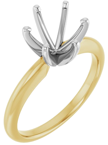 Sužadėtuvių Žiedas „Solitaire“ 585 Baltojo Ir Geltonojo Aukso Round 7.8mm x 8.6mm (1)